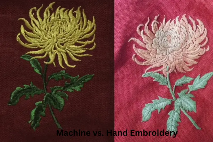 choice between machine and hand embroidery
